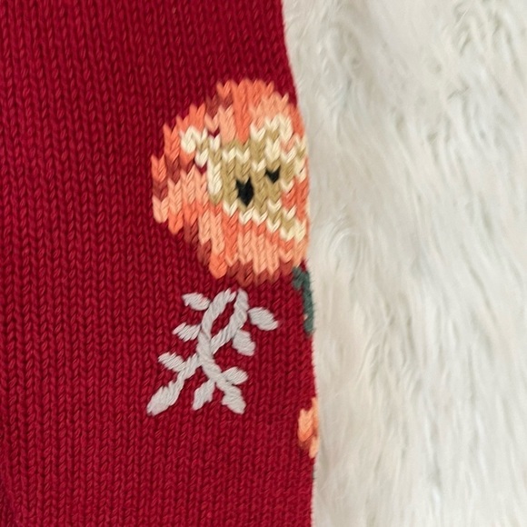 Vintage Herman Geist floral embroidered scalloped trim cardigan sweater - Picture 3 of 7